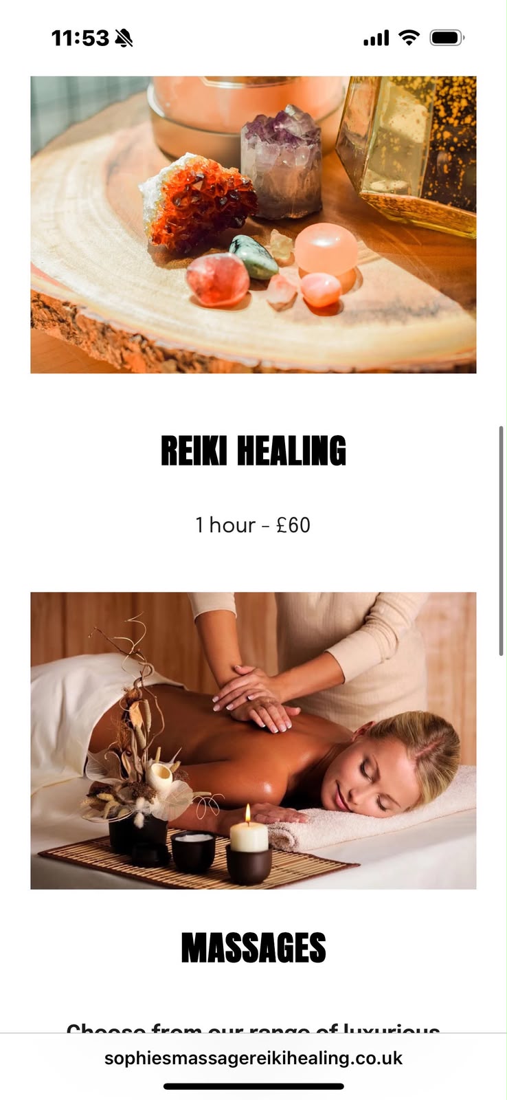 Reiki crystals and a candle in warm sunlight